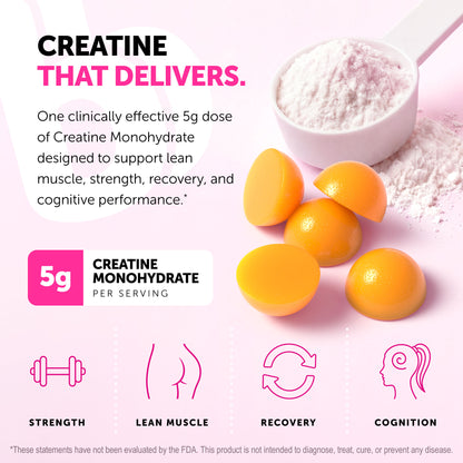 BubbleButt OMGB Creatine Gummies featuring 5g creatine monohydrate to support strength, lean muscle, recovery, and cognition.